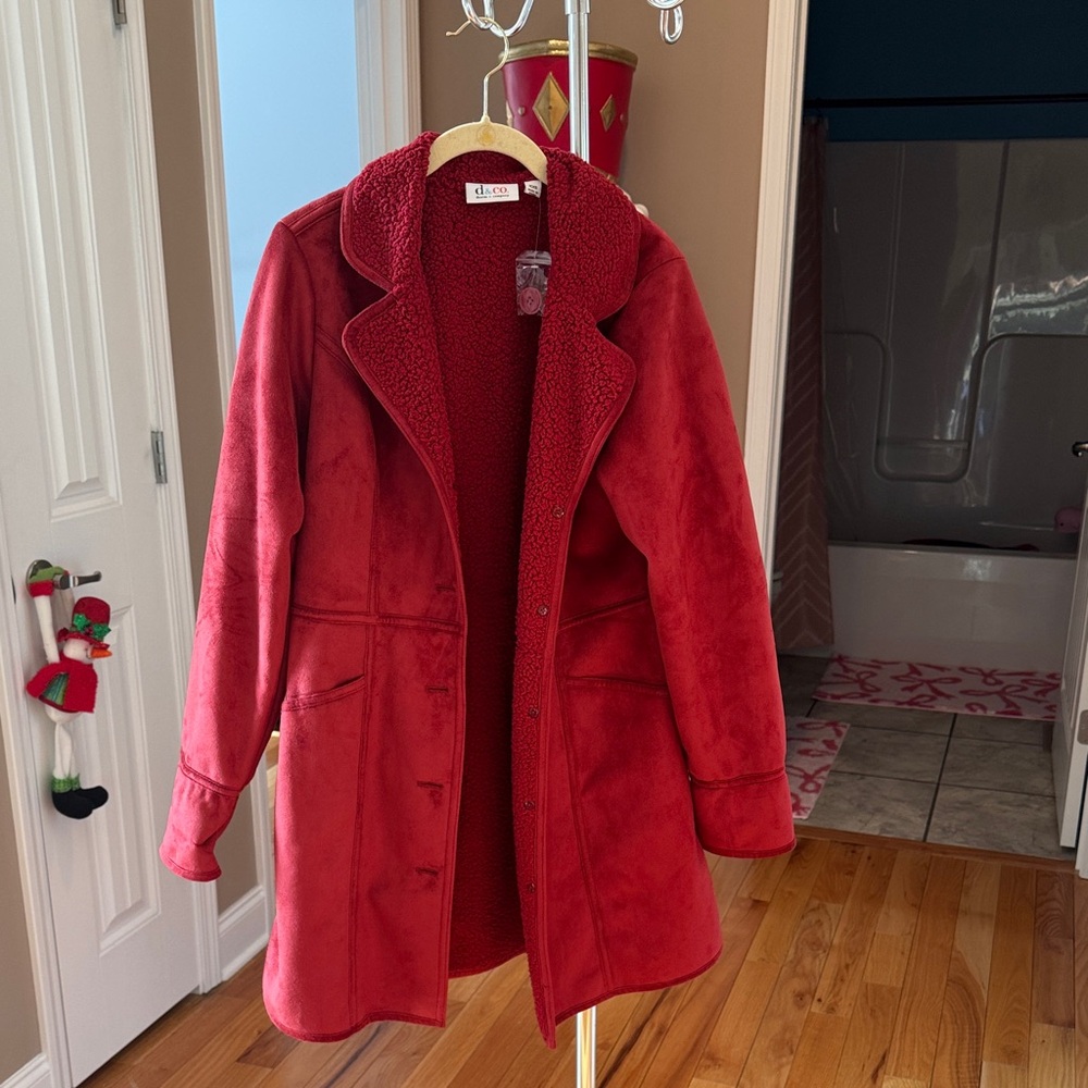 Denim & Co red suede coat